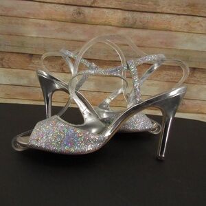 I. Miller Silver Iridescent Sling Back Heels10M